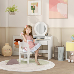AIYAPLAY 4 Drawer White Mirror Kids Dressing Table and Stool Set - Size: 98 x 40 x 70cm - Wilko - thumbnail 6