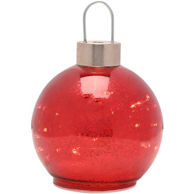 The Seasonal Gift Co Red Mercury Glass LED Fairy Light Bauble 13cm - Size: 1 Piece - Wilko - image 1