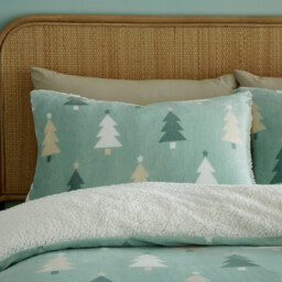 Christmas Trees Fleece Duvet Set Green King - Wilko - thumbnail 5