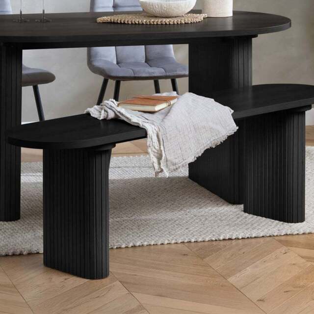 Birlea Axel 2 Seater Black Oval Fluted Dining Bench - Wilko - image 1