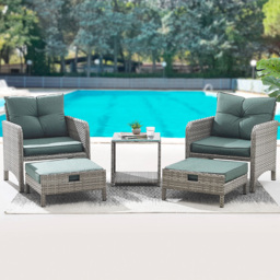 Home Detail Grenada 2 Seater Green Rattan Lounger with Cover - Grey - Wilko
