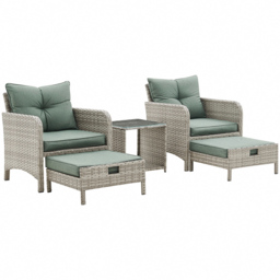 Home Detail Grenada 2 Seater Green Rattan Lounger with Cover - Grey - Wilko - thumbnail 3