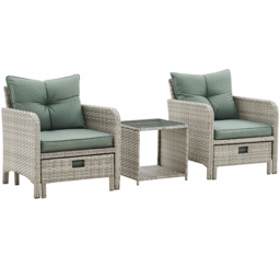 Home Detail Grenada 2 Seater Green Rattan Lounger with Cover - Grey - Wilko - thumbnail 5