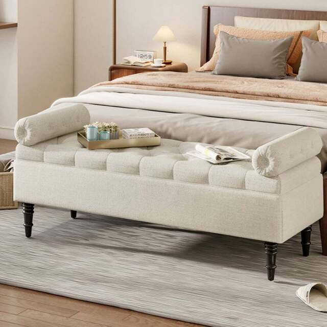 Living and Home Beige Flip Top Storage Bench - Cream - Wilko - image 1