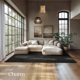 tectake Zonelle Black Short Pile Ultra Soft Rug 290 x 200cm - Size: 168 x 38 x 77cm - Wilko - thumbnail 4