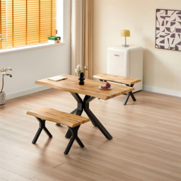 Kosy Koala 4 Seater Wooden Dining Table Set with Benches - Multi - Wilko - thumbnail 5