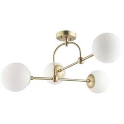Merano Cosenza Antique Brass and Opal Glass 4 Light Ceiling Semi Flush - Size: 70.5 x 70.5 x 32.5cm - Brown - Wilko - thumbnail 1