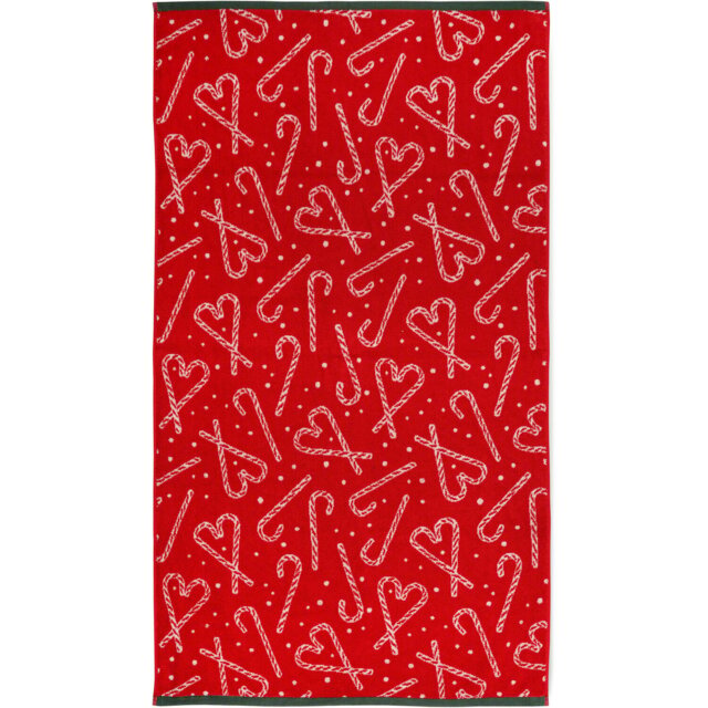 Candy Cane and Heart Towel Red 80cm - Wilko - image 1