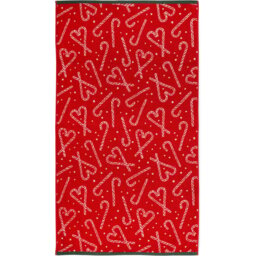 Candy Cane and Heart Towel Red 80cm - Wilko - thumbnail 1