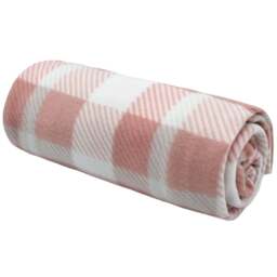 Velosso Blush Pink Check Polar Fleece Blanket 152 x 127cm - Size: 127 x 152 x 1cm - Wilko - thumbnail 1