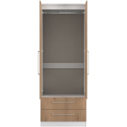 Crowndale Worcester 2 Door 2 Drawer Slatt Effect and White Tall Wardrobe Ready Assembled - Slatt Effect & White - Wilko - thumbnail 6