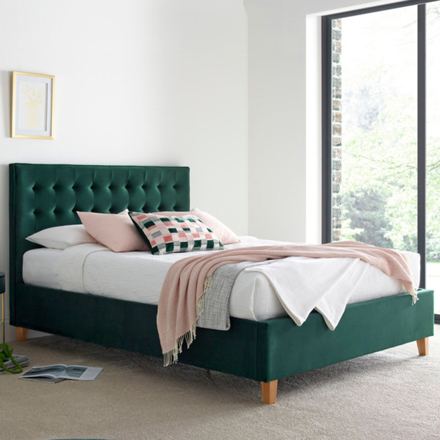 Kingham Double Green Velvet Ottoman Bed - Bedmaster - Wilko - image 1