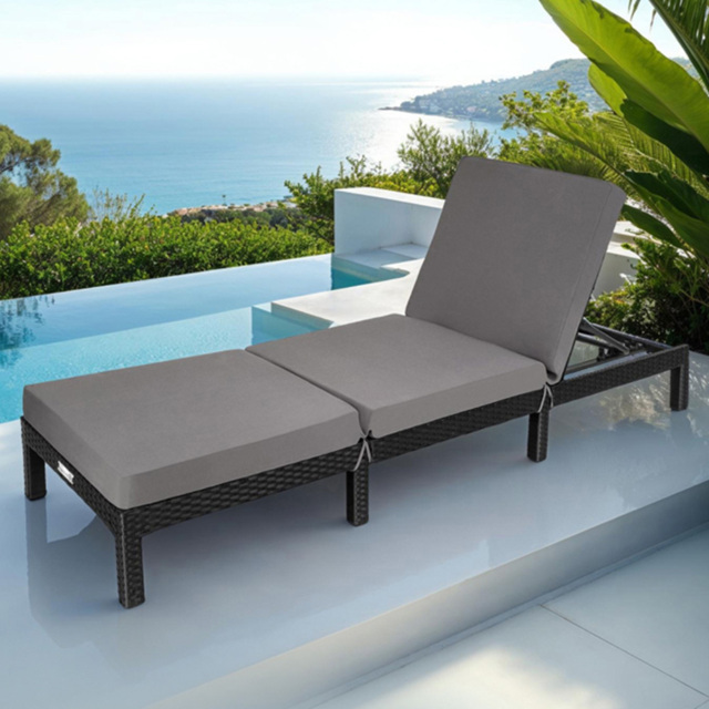 tectake Sofia Black 6 Level Adjustable Backrest Sun Lounger - Size: 27 x 66 x 196cm - Wilko - image 1