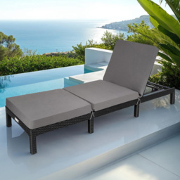 tectake Sofia Black 6 Level Adjustable Backrest Sun Lounger - Size: 27 x 66 x 196cm - Wilko - thumbnail 1