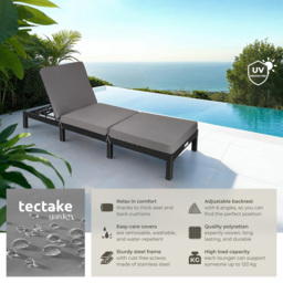 tectake Sofia Black 6 Level Adjustable Backrest Sun Lounger - Size: 27 x 66 x 196cm - Wilko - thumbnail 7