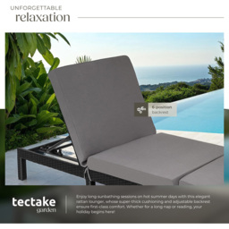 tectake Sofia Black 6 Level Adjustable Backrest Sun Lounger - Size: 27 x 66 x 196cm - Wilko - thumbnail 5