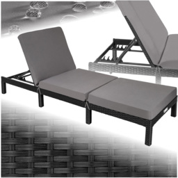 tectake Sofia Black 6 Level Adjustable Backrest Sun Lounger - Size: 27 x 66 x 196cm - Wilko - thumbnail 3