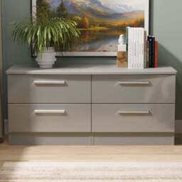 Crowndale Knightsbridge 4 Drawer Grey Gloss and Dusk Grey Bed Box Ready Assembled - Size: 51 x 112 x 42cm - Grey Gloss & Dusk Grey - Wilko