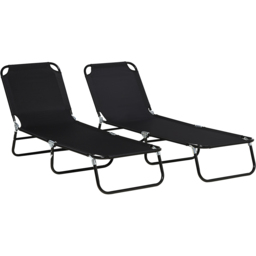 Outsunny Set of 2 Black Foldable Recliner Sun Lounger - Size: 1 Seater - Wilko - thumbnail 3