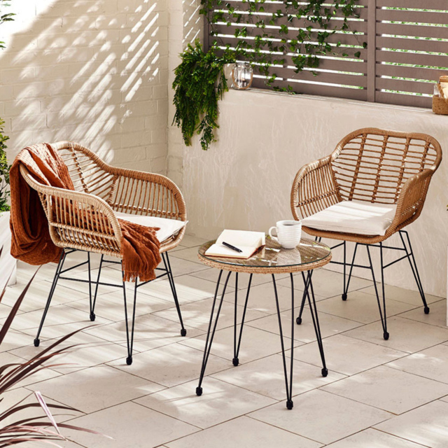 Furniturebox Rio 2 Seater Bistro Set Beige - Brown - Wilko - image 1