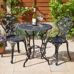 Home Source Rose 2 Seater Black Outdoor Garden Bistro Set - Wilko - thumbnail 1