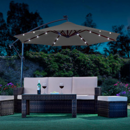 Garden Gear Charcoal Solar LED Cantilever Parasol with Cover 2.7m - Size: 3m - Grey - Wilko - thumbnail 5