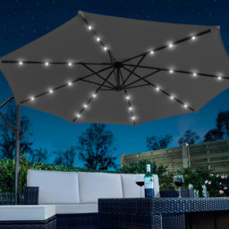 Garden Gear Charcoal Solar LED Cantilever Parasol with Cover 2.7m - Size: 3m - Grey - Wilko - thumbnail 6
