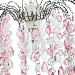 Happy Homewares Contemporary Waterfall Pink and Clear Acrylic Droplets Pendant Shade - Size: 26 x 27 x 8cm - Wilko - thumbnail 3