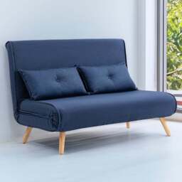 HOMCOM Click Clack 2 Seater Dark Blue Sofa Bed - Wilko