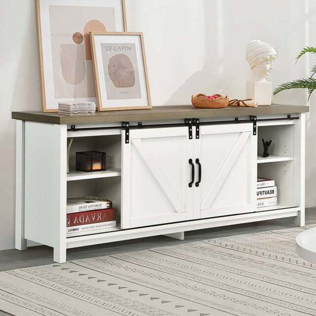 Costway 2 Door 2 Shelf White TV Unit - Size: 161 x 49 x 18cm - Wilko - image 1
