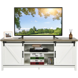 Costway 2 Door 2 Shelf White TV Unit - Size: 161 x 49 x 18cm - Wilko - thumbnail 4