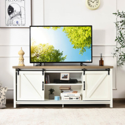 Costway 2 Door 2 Shelf White TV Unit - Size: 161 x 49 x 18cm - Wilko - thumbnail 7