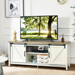 Costway 2 Door 2 Shelf White TV Unit - Size: 161 x 49 x 18cm - Wilko - thumbnail 6