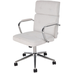 Living and Home White Chenille Swivel and Adjustable Retro Office Chair - Size: 103.5 x 66 x 48cm - Wilko - thumbnail 3