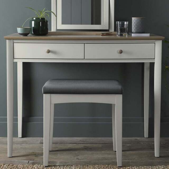 Bentley Designs Whitby 2 Drawer Scandi Oak and Soft Grey Dressing Table - Size: 77 x 100 x 49cm - Wilko - image 1