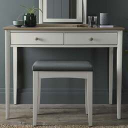 Bentley Designs Whitby 2 Drawer Scandi Oak and Soft Grey Dressing Table - Size: 77 x 100 x 49cm - Wilko