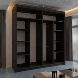 Sliding Wardrobes 4U Batumi 2 Door Black Wide Curved Mirrored Wardrobe 203cm - Wilko - thumbnail 4