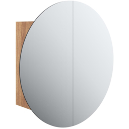 vidaXL 2 Door LED Round Mirror Bathroom Cabinet - Size: 40 x 40 x 17.5cm - Brown - Wilko - thumbnail 3