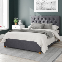 Aspire Olivier Double Steel Plush Velvet Ottoman Bed - Silver - Aspire Beds - Wilko