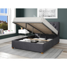 Aspire Olivier Double Steel Plush Velvet Ottoman Bed - Silver - Aspire Beds - Wilko - thumbnail 3