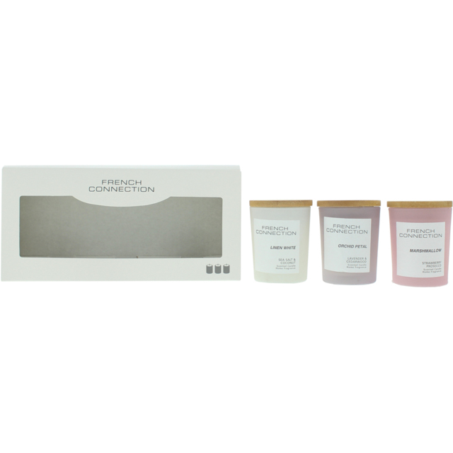 French Connection Pastel Range Scented Candle 3 Piece Gift Set - Size: 10.2 x 6 x 19.7cm - n/a - Wilko - image 1