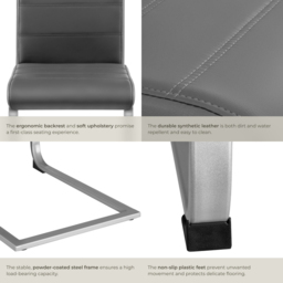 tectake Set of 2 Grey Cantilever High Backrest Dining Chair - Wilko - thumbnail 6
