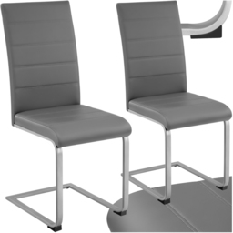 tectake Set of 2 Grey Cantilever High Backrest Dining Chair - Wilko - thumbnail 3