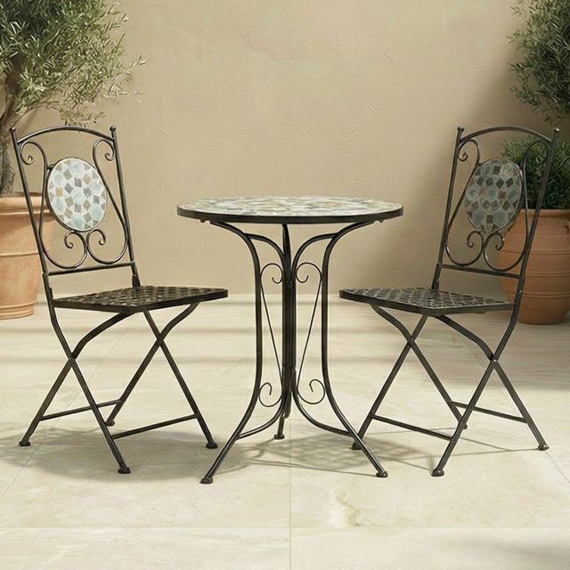 Charles Bentley Blue Mosaic Bistro Set - Size: 2 Seater - Wilko - image 1