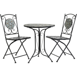 Charles Bentley Blue Mosaic Bistro Set - Size: 2 Seater - Wilko - thumbnail 3