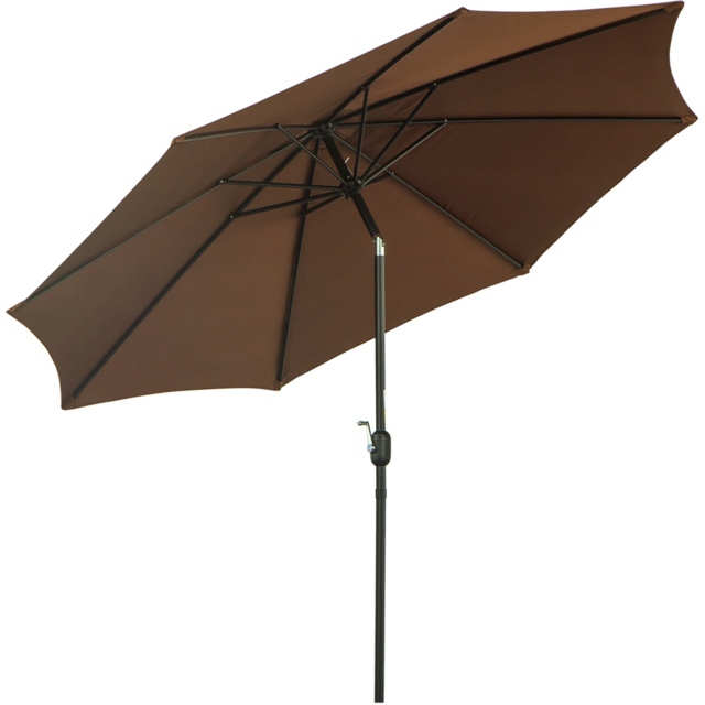 Outsunny Coffee Crank and Tilt Parasol 3m - Size: 295 x 295 x 250cm - Brown - Wilko - image 1