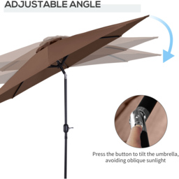 Outsunny Coffee Crank and Tilt Parasol 3m - Size: 295 x 295 x 250cm - Brown - Wilko - thumbnail 5
