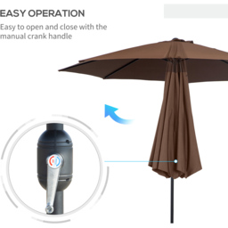 Outsunny Coffee Crank and Tilt Parasol 3m - Size: 295 x 295 x 250cm - Brown - Wilko - thumbnail 6