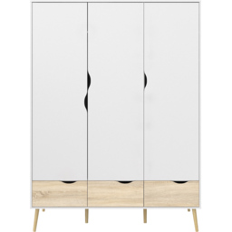 Florence 3 Door 3 Drawer White and Oak Wardrobe - Size: 3 Door, 3 Drawer - Furniture to Go - Wilko - thumbnail 4