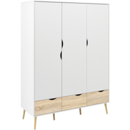 Florence 3 Door 3 Drawer White and Oak Wardrobe - Size: 3 Door, 3 Drawer - Furniture to Go - Wilko - thumbnail 3